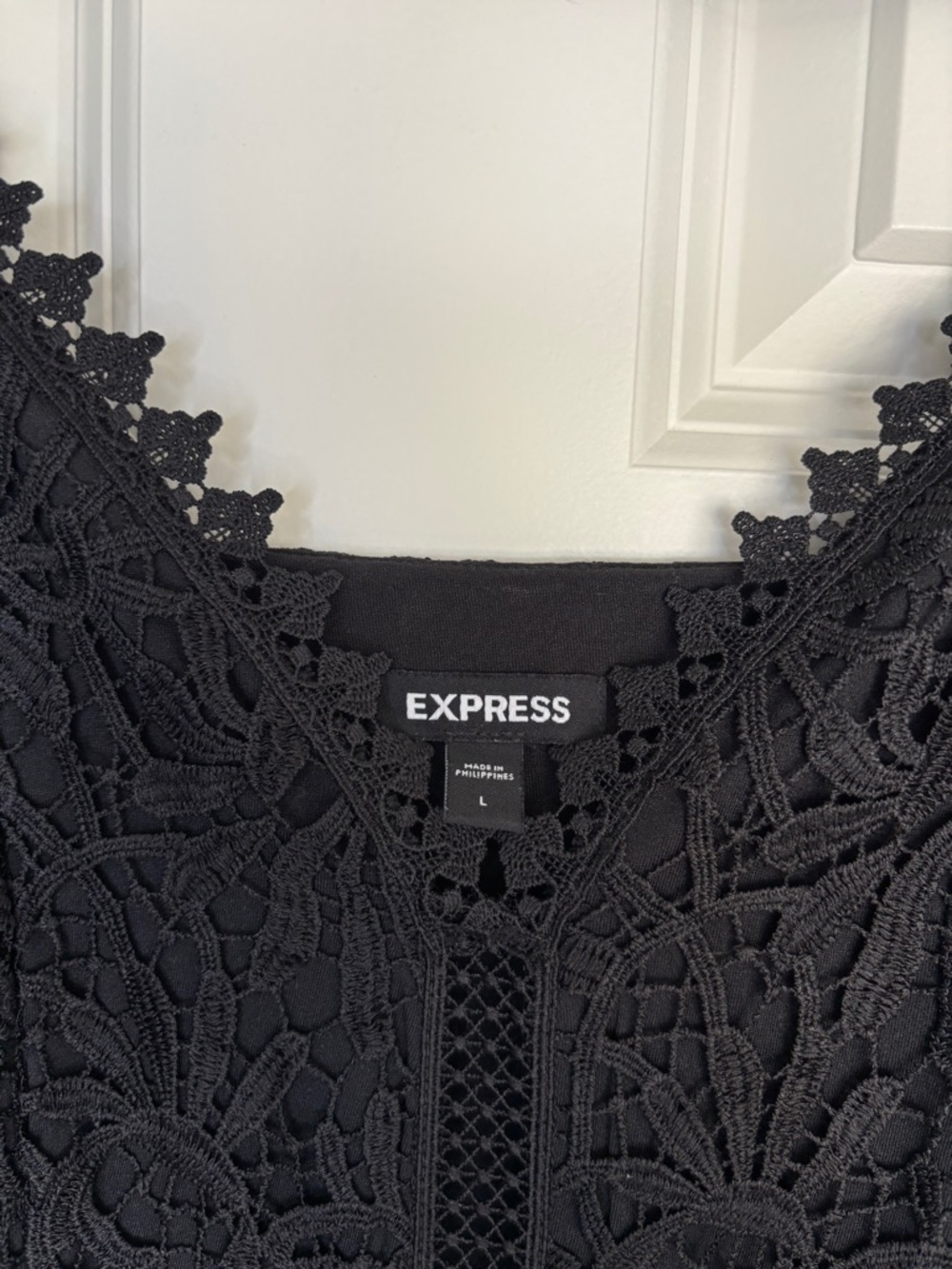 Express Black Lace Mini Dress with Spaghetti Straps - Picture 3 of 11